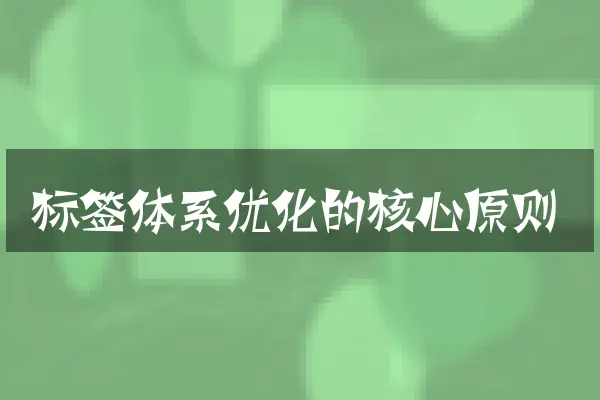 标签体系优化的核心原则
