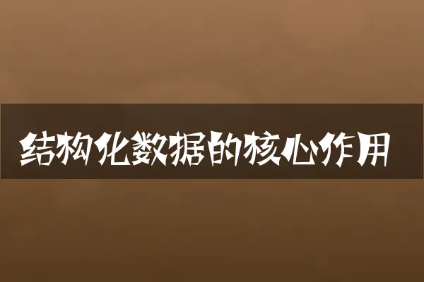 结构化数据的核心作用